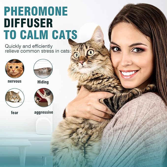 8 in 1 Multicat Cat Calming Diffuser Pheromone Diffuser Pheromones Plug in Refill for Stress and Anxiety Relief Products Anti Aggression for Cats Spraying No More Stop Cat from Urinating