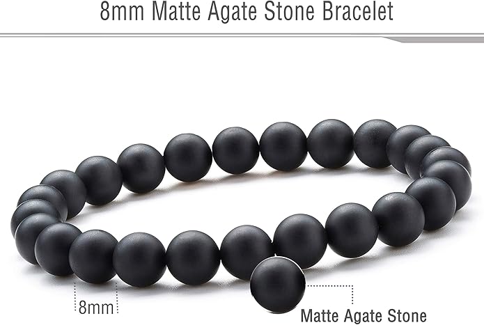 Hamoery Men Women 8mm Natural Stone Lava Rock Diffuser Bracelet Elastic Yoga Agate Beads Bracelet Bangle