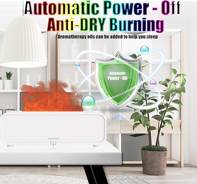 Essential Oil Diffuser, Music Sync Colorful Flame Essential Oil Diffuser, Colorful Flame Air Aroma Humidifier, Timer & Waterless Auto Off 250ml Diffuser with 7 Colors Light, Remote Control (White)