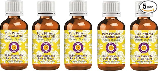 Deve Herbes Pure Pimento Essential Oil (Pimenta officinalis) Steam Distilled (Pack of Five) 100ml X 5 (16.9 oz)