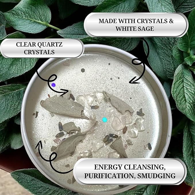 White Sage Candle | Energy Cleansing | Cleansing House Negative Energy Smudge Kit | Soy Wax Natural Clean Organic Non Toxic - Aromatherapy Spiritual Meditation Gifts | Long Lasting (Medium 8oz)