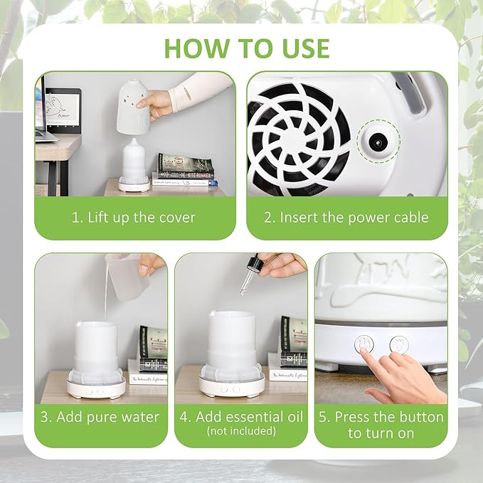 100ml All-in-One Aroma Diffuser Humidifier – 7-Color LED, Dual Mist Mode, 60/120min Timer, Waterless Auto-Off, 25ml/h, <50dB, White