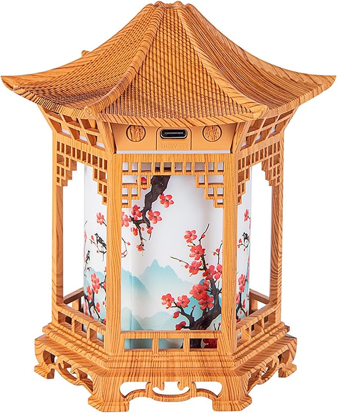 Chinese Lanterns, Chinese Lamp Aroma Diffuser & Night Light - 160ml Lantern Diffuser with Dual Mist Modes, Dual Color Temperatures, Shallow Wood Grain for Bedroom Office Home, Khaki