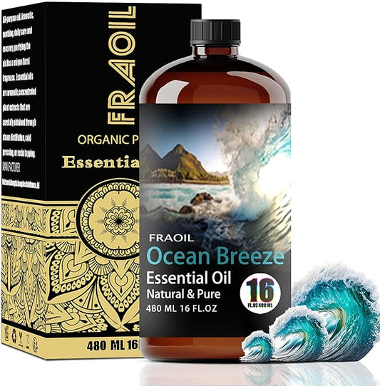 Ocean Breeze Essential Oil, Ocean Breeze Oil 16 Fl Oz 480ML for Diffuser Humidifier Yoga Cleaning DIY Candle Soap Making Perfume Gift for Women Ocean Breeze Fragrance Oils