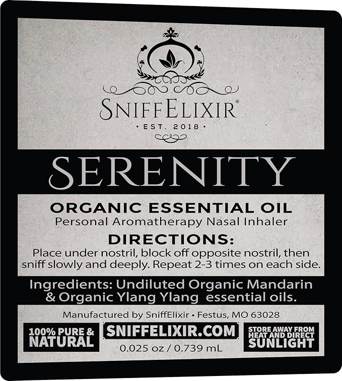 Serenity Stress Relief Aromatherapy Nasal Stick Vapor Inhaler for Calm, Self Care, USA Made with Organic Citrus Essential Oils, Stress Reliever Gift