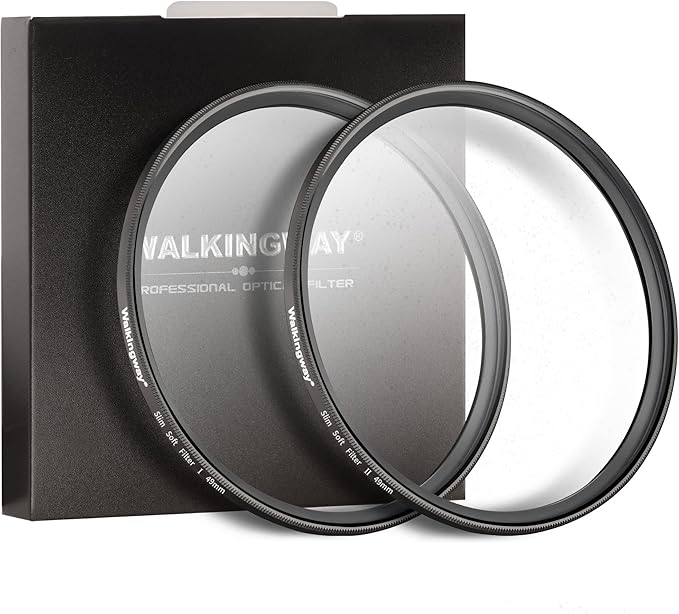 Walking Way 49mm White Mist Diffusion Filter Set (Soft 1 & 2), Soft Focus Dreamy Fog Effect Lens Filter 2pcs, Softening Diffuser For Video/Vlog/Portrait, Ultra-Slim Frame, Optical Glass, No Vignetting