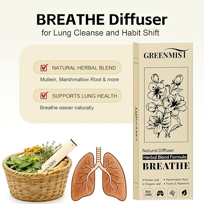Natural Herbal Diffuser Pen Combo Pack (2 Pack), Mullein & Peppermint + Ashwagandha & Lavender, Plant-Based Aromatherapy Diffusers, Calming & Refreshing Herbal Aroma, Up to 800 Uses Each