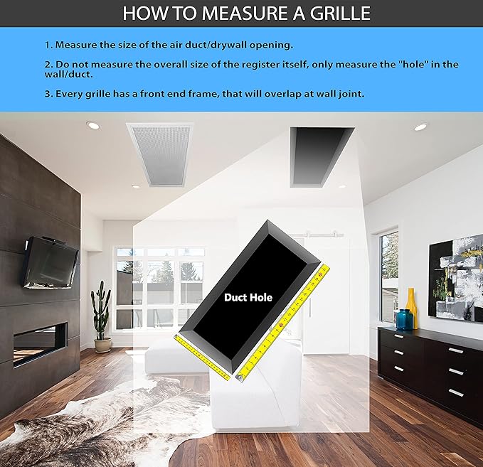 HVAC Premium 12''w X 6''h Aluminum Double Deflection Adjustable Air Supply HVAC Diffuser - Full Control Vertical/Horizontal Airflow Direction - Vent Duct Cover [Outer Dimensions: 13.6''w X 7.6''h]