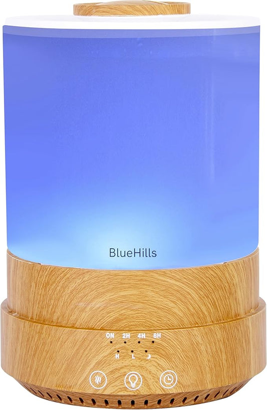 BlueHills Premium 2500 ML XL Essential Oil Diffusers for Large Room Aromatherapy Fragrance Diffuser Humidifier Combo High Mist Large air Diffuser for Essential Oils for Home Light Wood Grain F005