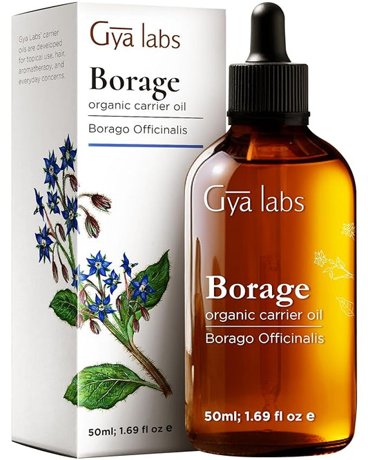 Gya Labs Borage Oil - 1.7 Fl Oz - Carrier Oil for Hair, Skin, Face, Scalp & Body Massage