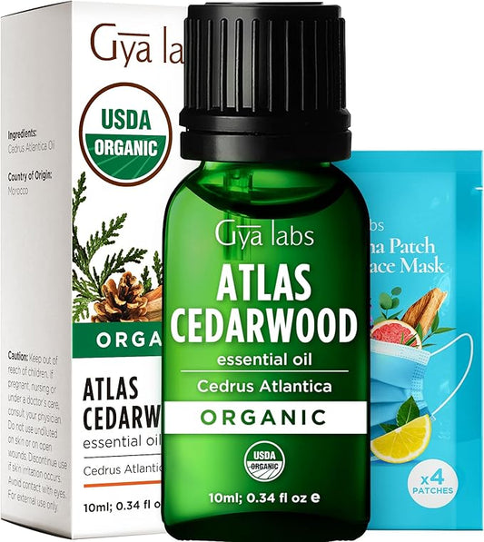 Gya Labs USDA Organic Cedarwood Essential Oil for Scalp, Hair - for Skin, Diffuser, Aromatherapy, Grounding Aroma for DIY Candle Making Scents - 0.34 Fl Oz