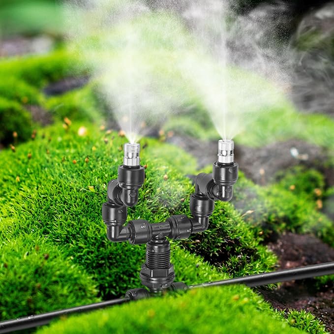 CozyCabin 4Pcs Double Reptile Mister Nozzles, 1/4'' Reptile Misting Spray Nozzle 360 Degree Adjustable Detachable Nozzle - Fine Mist Fogger for Terrarium, Aquarium Rainforest