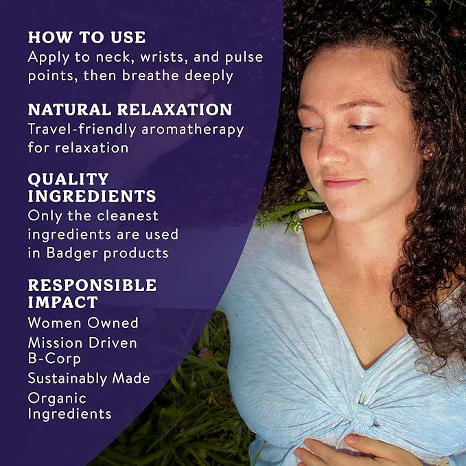 Badger Sleep Balm, Organic Essential Oil Aromatherapy Natural Sleep Balm for Adults & Kids, Relaxing & Calming Lavender & Bergamot Natural Sleep Support, .75 oz Tin