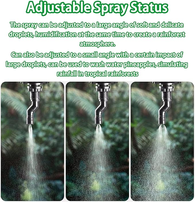 Reptile Mister Nozzles - T Double Misting Assembly, 1/4'' Misting Nozzles for Terrarium, Paludarium, Vivarium, Plants, Amphibians, and Reptile Tanks