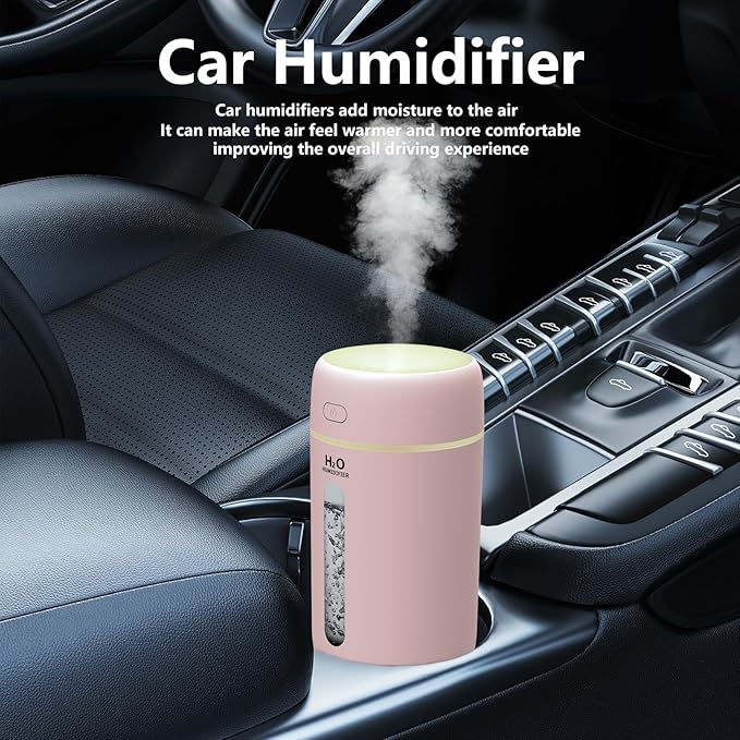 Lisacool Small Humidifier,Portable Mini Humidifier for Bedroom,Office, Car,Travel with Night Light, Auto Shut-Off,Super Quiet (Pink)