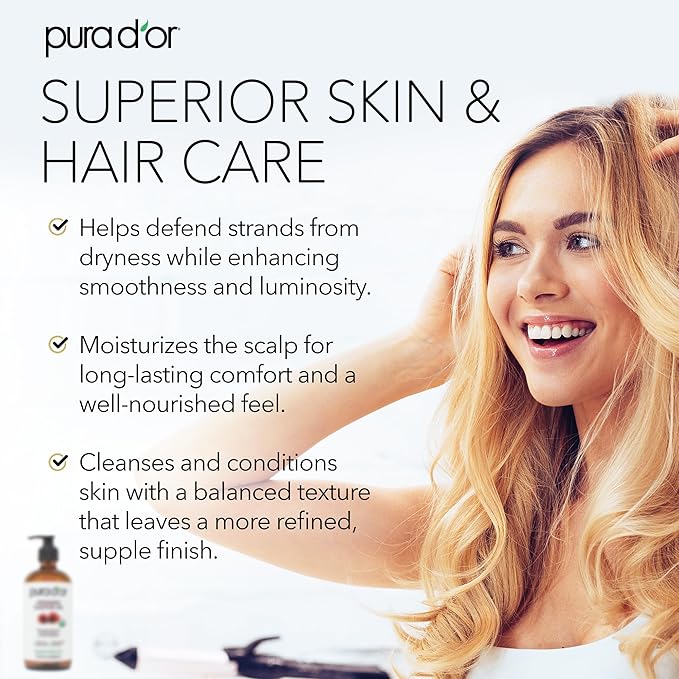 PURA D'OR ORGANIC Castor Oil (16.9 Oz GLASS BOTTLE) Pure Cold-Pressed Hexane-Free USDA Certified – Lashes Brows Hair Scalp Skin – Botanical Moisturizer for Softness Strength Hydration Shine Radiance