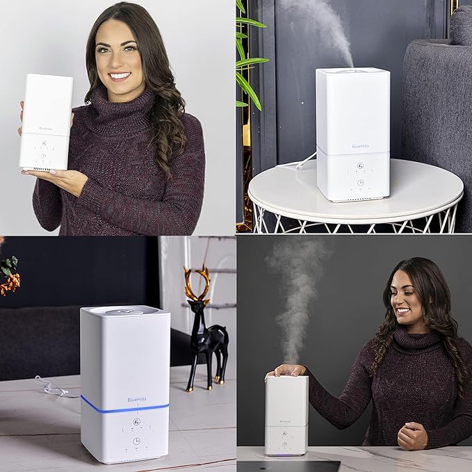 BlueHills 1000 ML Premium Essential Oil Diffuser Humidifier Combo Square White Aroma Diffuser for Large Room Home Quiet Modern Design Long Run Time High Capacity Oil Diffuser - Solid White - H101
