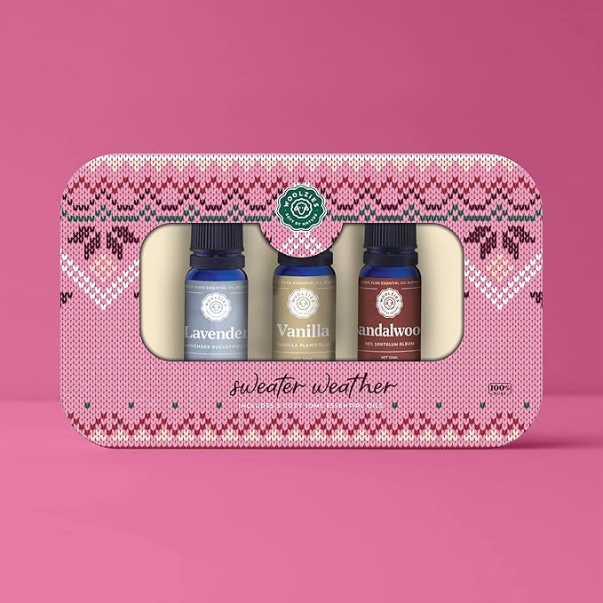 Woolzies 100% Pure & Natural Sweater Weather Essential Oil Set of 3 | Incl. Lavender, Vanilla, & Sandalwood Oils | Great for Relaxing & Soothing | Therapeutic Grade Aromatherapy