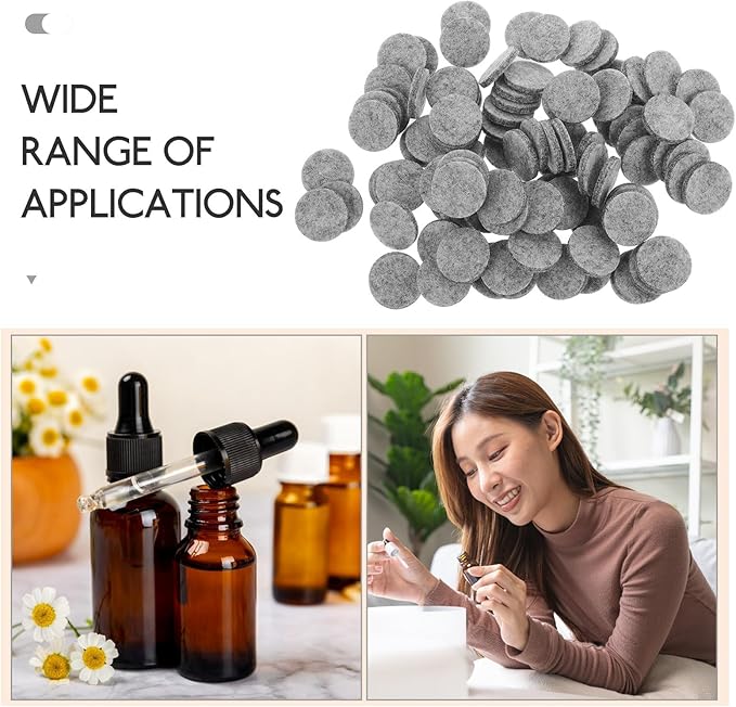Veemoon 100pcs Round Cotton Diffuser Pads Essential Oil Refill Pads for 30mm Aroma Necklace Pendant Aromatherapy Accessories for Home and Travel Use