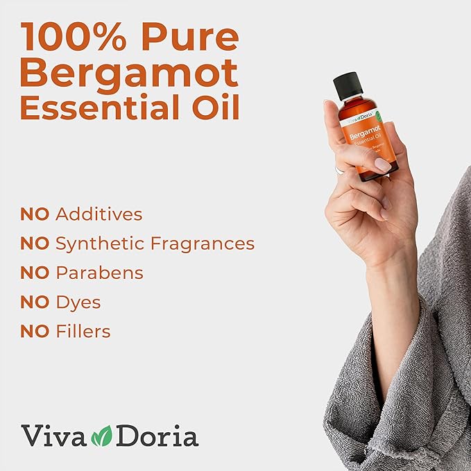 Viva Doria 100% Pure Bergamot Essential Oil, Undiluted, Food Grade, Italian Bergamot Oil, 1 Fluid Ounce (30 mL) Natural Aromatherapy Oil