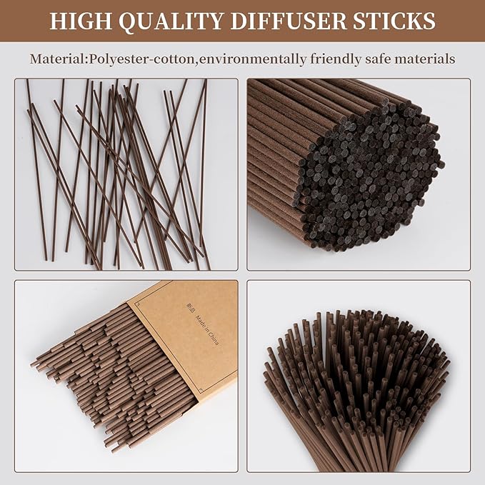 90Pcs Reed Diffuser Sticks-10Inch/4mm Brown Rattan Wood Sticks Reed Sticks Essential Oil Aroma Diffuser Reeds Aroma Fragrance Refills (4mm X 25cm (90pcs))