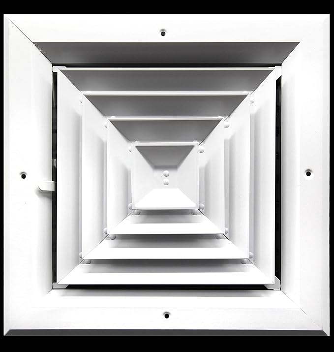 HVAC Premium 12 x 12 HVAC Vent Cover - 4 Way Supply Grille - Duct Cover & Diffuser - Low Noise - for Ceiling - with Opposing Damper Blades [Outer Dimensions: 15'' Width