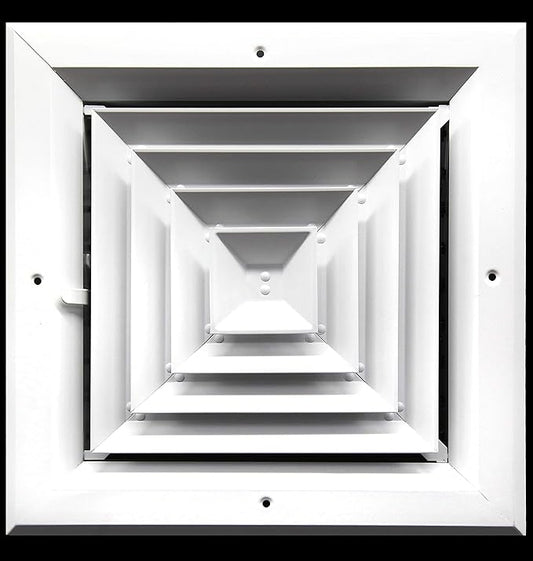 HVAC Premium 8 x 8 HVAC Vent Cover - 4 Way Supply Grille - Duct Cover & Diffuser - Low Noise - for Ceiling - with Opposing Damper Blades [Outer Dimensions: 11'' Width