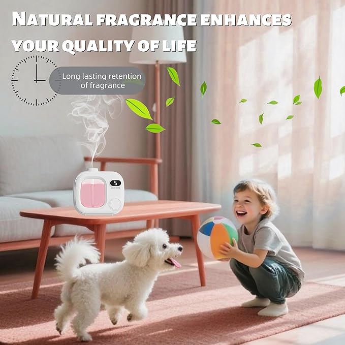 Waterless Essential Oil Diffuser Portable Cordless Aromatherapy Scent Machine for Home Office Car Large Room Battery Powered Ultrasonic Diffuser with 5 Mist Modes for Bedroom Classroom Travel