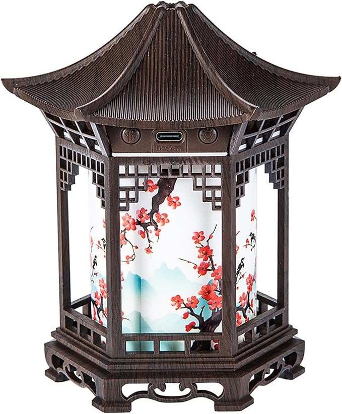 Chinese Lanterns, Chinese Lamp Essential Oil Diffuser & Night Light - 160ml 2-in-1 Humidifier with Dual Color Temperatures & Adjustable Mist, Brown