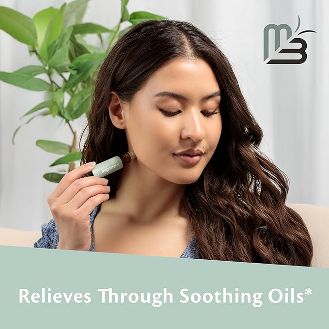MigraFew Aromatherapy Migraine Roll On | Compact Headache Relief with Cooling Metal Roller for Head Tension and Pressure, Made with Peppermint, Spearmint and Lavender Essential Oils (Pack of 3) by M3