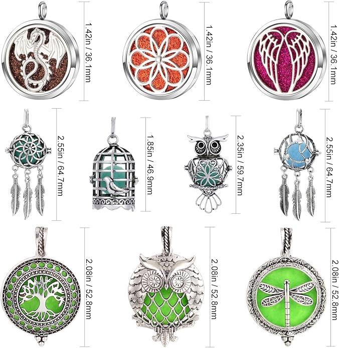 Mixed Pearl Cage Locket Pendants Set, Essential Oil Diffuser DIY Necklace Bracelet Jewelry Making Craft, Bulk Beads Aromatherapy Diffuser Charms Gifts for Women Girls