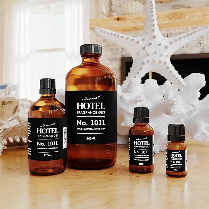 AirScent Hotel Diffuser Oil No. 1011 Inspired by The Beach Villas Hotel Scent - Premium Fragrance Oil for Ultrasonic and Waterless Diffusers and Crafting - 120 mL, 4 fl oz Dropper Bottle