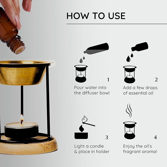 Aromafume Exotic Essential Oil Burner | Oil Diffuser with Candle | Brass Burner with 10ml Essential Oil