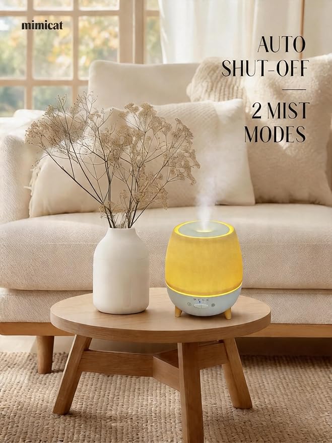 Essential Oil Diffuser with Fabric Cover, with Remote Control, 300ML Ultrasonic Cool Mist Humidifier & Aromatherapy Diffuser for Home,23dB Quiet Soft Night Light,Timer for Bedroom, Room, Office, Yoga