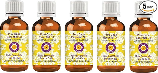 Deve Herbes Pure Cade Essential Oil (Juniperus oxycedrus) Steam Distilled (Pack of Five) 100ml X 5 (16.9 oz)