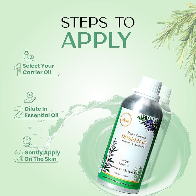 My Ace Rosemary Essential Oil | Pure, Natural & Premium Grade with Dropper | for Scalp Care, Diffuser, Skin, Aromatherapy, Massage & Bath Use | 16 fl oz