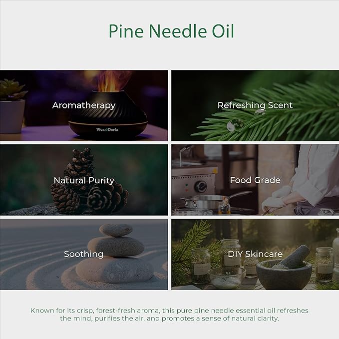 Viva Doria Pine Needle Essential Oil, 100% Pure, Natural, Pine Essential Oil, Undiluted, for Aromatherapy | Food Grade, 30 mL (1 Fluid Ounce)