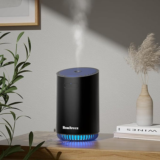 Portable Aromatherapy Diffuser 280ml, Rechargeable Essential Oil Diffuser with LED Light, Cool Mist Humidifier with 2 Mist Modes, Auto Shut-Off, Cordless Use for Home, Office, Bedroom - Black