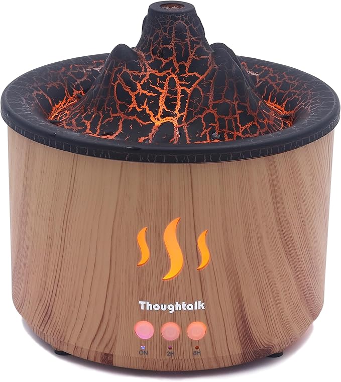 Volcano Essential Oil Diffuser & Humidifier for Bedroom, 400ml Cool Mist Aromatherapy Diffuser with 5 Night Light Modes, Small Ultrasonic Quiet Humidifier for Office, 36H Ultra-Long Time, Volcano Lamp
