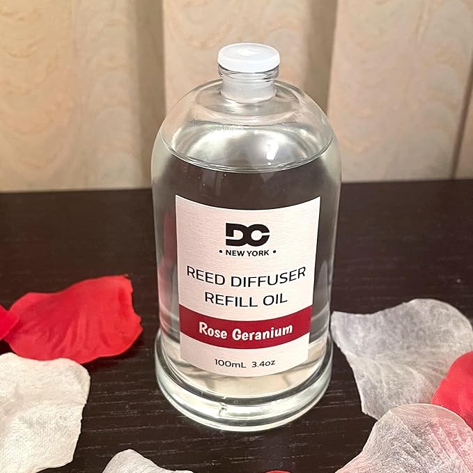 Daniella's Candles Rose Geranium Reed Diffuser Refill Oil, 3.4oz/100ml, Premium Fragrance Oil, Home Fragrance, Long Lasting, Oil for Reed Diffusers