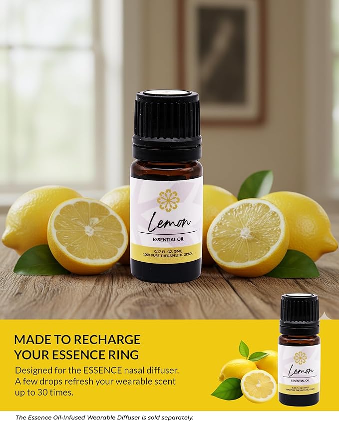 Essence Lemon Essential Oil, 5 ml | Aromatherapy Oil for Diffusers & Personal Use | Natural Fragrance for Relaxation, Clarity & Wellness | Made in USA | Citrusy & Uplifting Scent