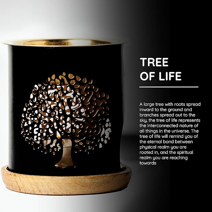 Aromafume Tree of Life Essential Oil Burner | Oil Diffuser with Candle | Brass Burner with 10ml Essential Oil