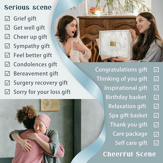 AHAGIFTREE Mother's Day Birthday Gifts Get Well Soon Gift Baskets For Women,12PC Get Well Gifts for Women After Surgery,Care Package,Grief,Sympathy Gifts,Condolences Gift Basket (cerulean)