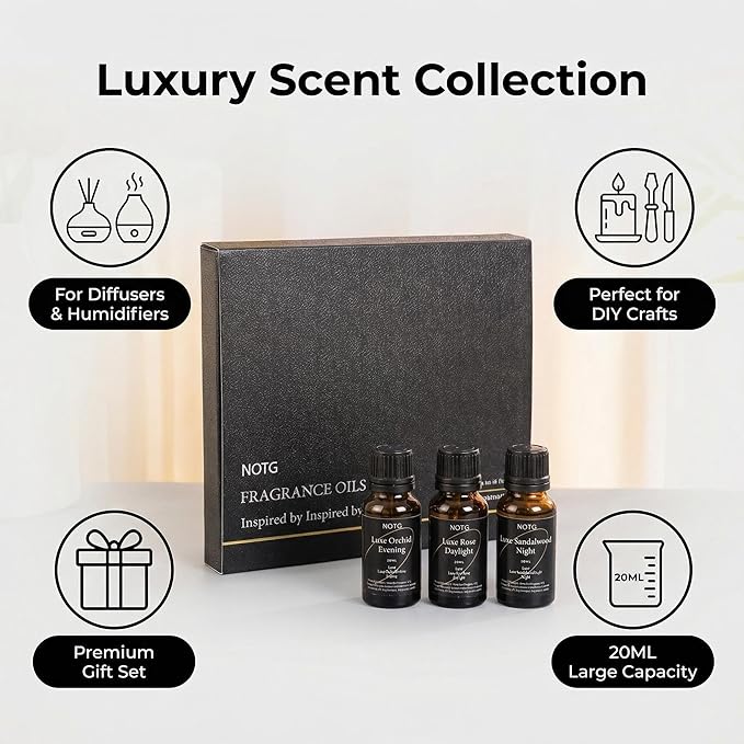 Essential Oils Set - Top 10 Luxury Scents for Diffuser, Humidifier, Aromatherapy, Candle & Soap Making, Premium Scented Oil Gift Set for Home & Office, Inspired by Luxury Brand perfumes(20ML)