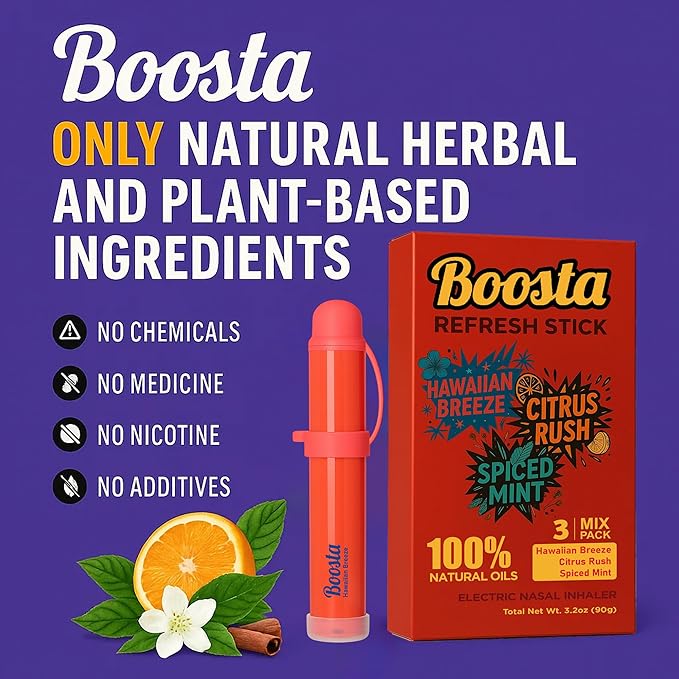 Nasal Inhaler Stick - Natural Oils Vapor Menthol Inhaler Energy & Focus Herbal Diffuser Pen - Non-Medicated Natural Eucalyptus Aromatherapy for Nasal Congestion Relief, Mixed 3-Pak