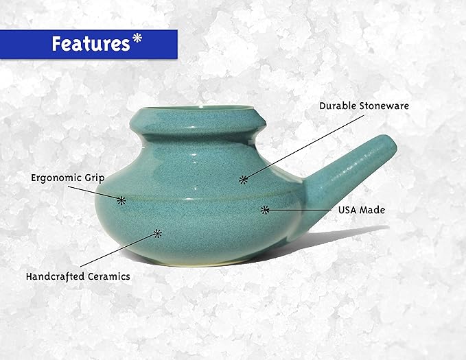 Baraka Breathe Easy Kit - Ceramic Neti Pot, 4ml Sinus Rejuvenation Oil for Sinus Relief & 5ml Steam Oil to Open Lungs, Aromatherapy & Allergy Relief, Essential Oils Blend, Light & Easy to Use - Jade
