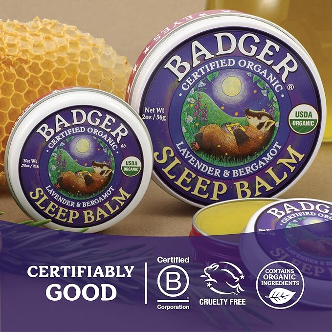 Badger - Natural Sleep Balm, Lavender & Bergamot, Relaxing and Calming Balm for Children and Adults, 2 oz