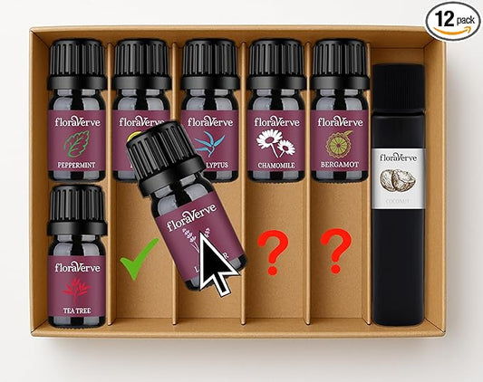 floraVerve Customized Essential Oils Set, Build Your Own Starter Kit, Pick Only Those You Like! (10 x 5ml Natural Aromatherapy Essential Oils + 1x30ml Carrier Oil)