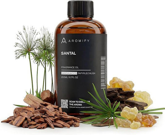 Santal Diffuser Oil, 6.7 FL Oz, 200 mL Diffuser Fragrance Oil for Home, Bathroom & Office, Aromatherapy Blend of Natural Essential Oil, Sandalwood & Musk Scent.