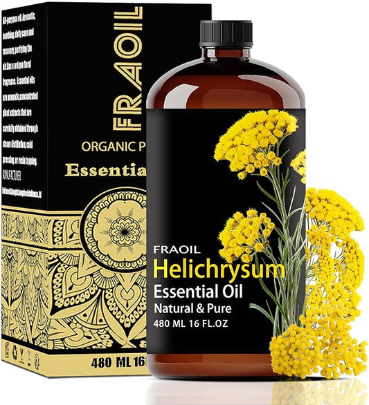 Helichrysum Essential Oil, Helichrysum Oil 16 Fl Oz 480 ML for Diffuser Humidifier Yoga Cleaning DIY Candle Soap Making Perfume Gift for Women Essential Oils FRAOIL (Helichrysum 16 Fl Oz (Pack of 1))